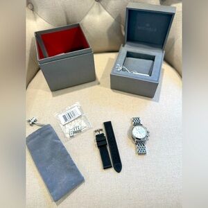 Michele CSX Silver Watch with Diamond and Mother of Pearl Detail